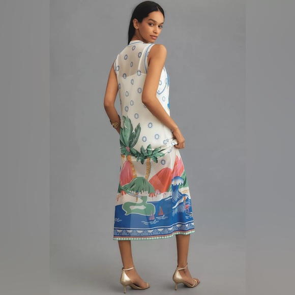 NWT Farm Rio Graphic Mesh Midi Dress - Picture 3 of 3